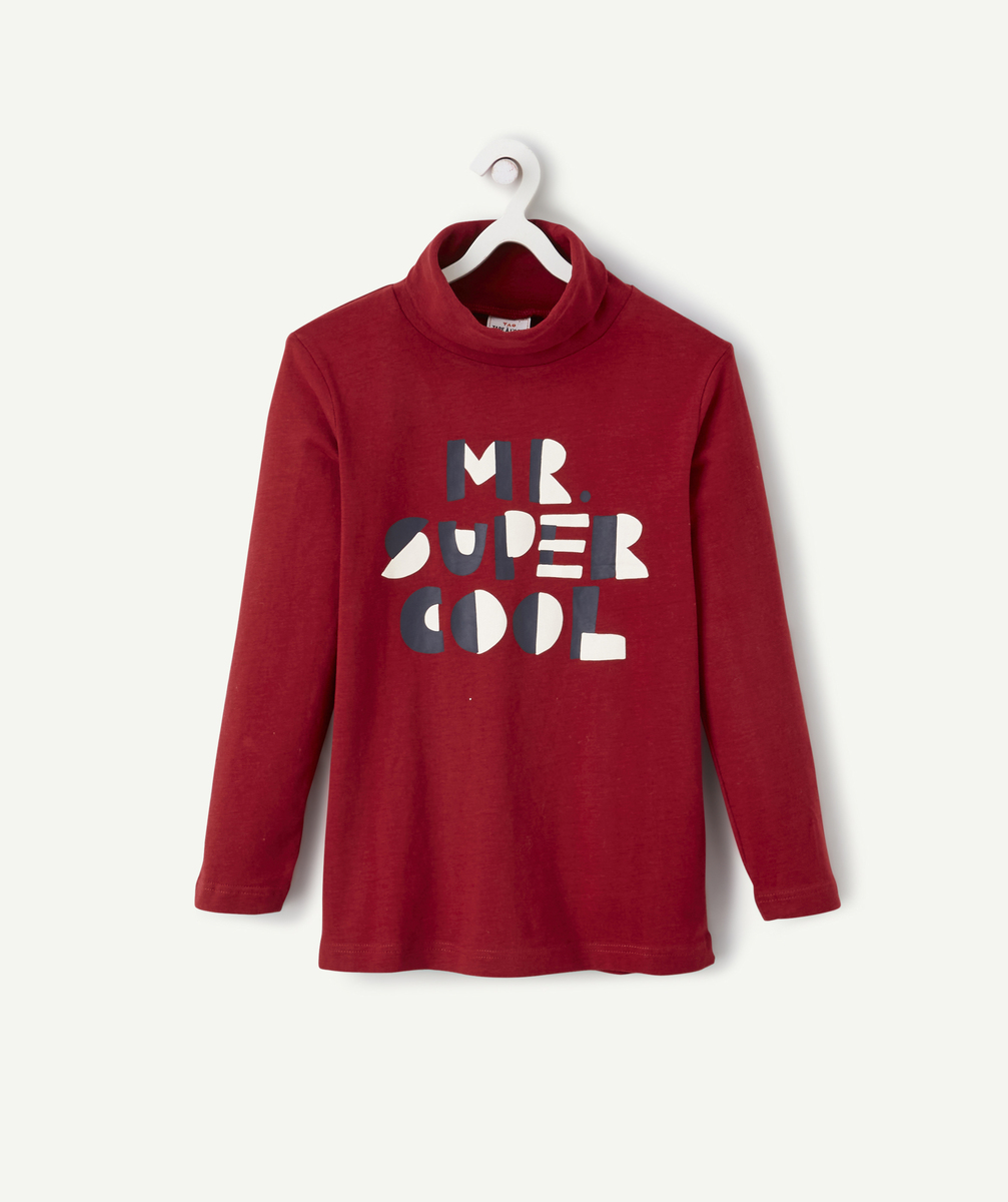 Sous-pull col roulé garçon rouge avec message - 8 A