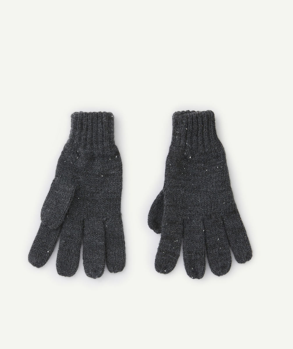 Gants tricot garçon en fibres recyclées gris foncé - 10-14 A
