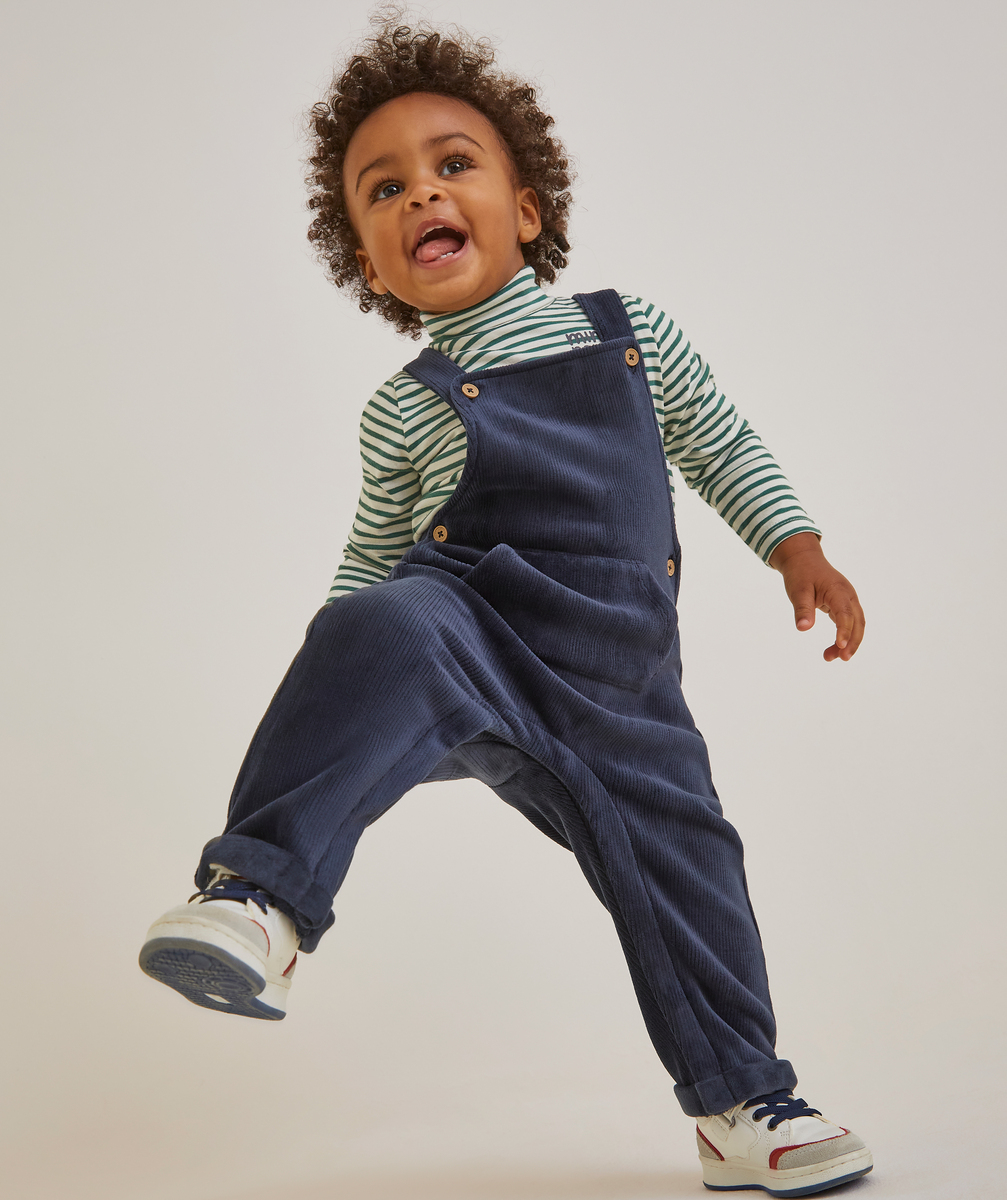 Salopette à bretelles bébé garçon en velours bleu marine - 24 M