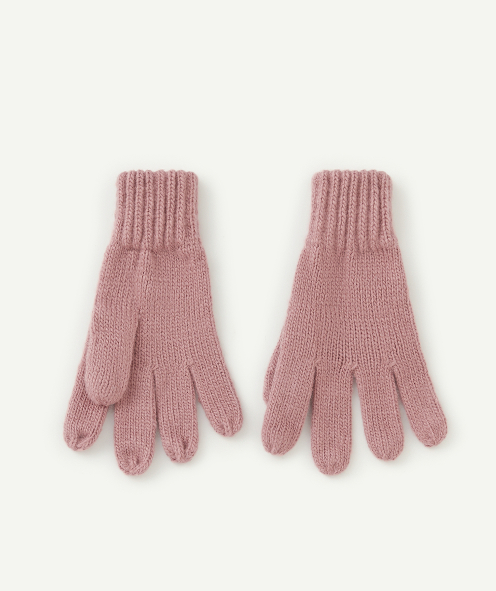 Paire de gants fille en fibres recyclées rose poudré - 6-8 A