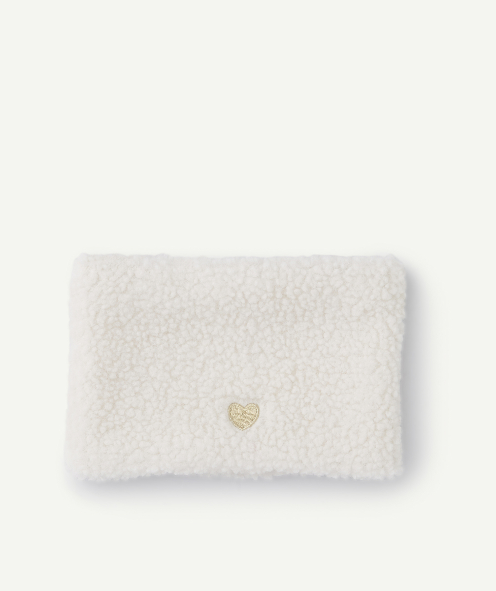 Snood bébé fille en sherpa blanc avec coeur brodé - 12-24M