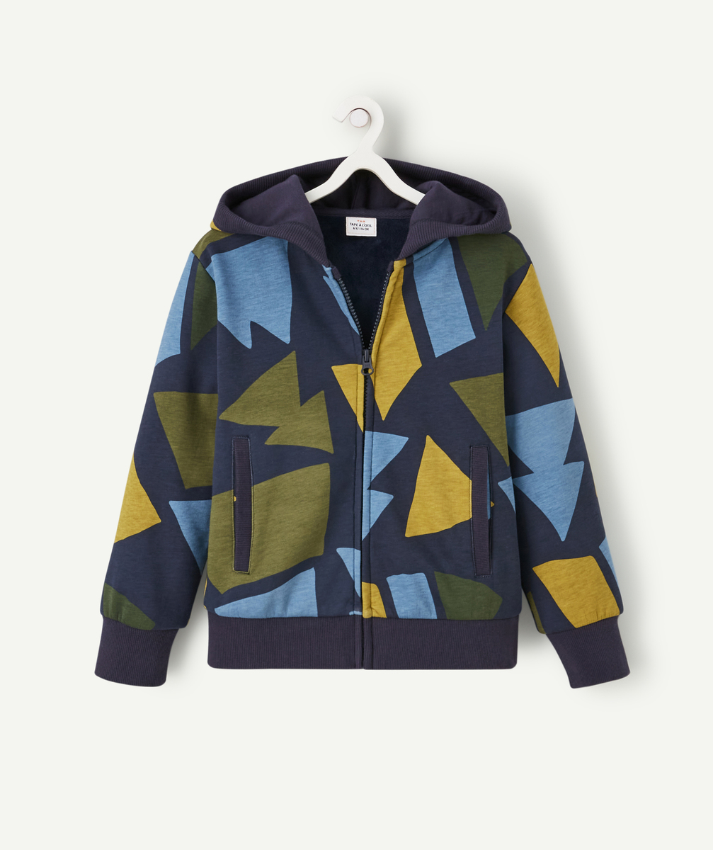 Sweat à capuche zippé garçon en fibre recyclées imprimé coloré - 2-3 A