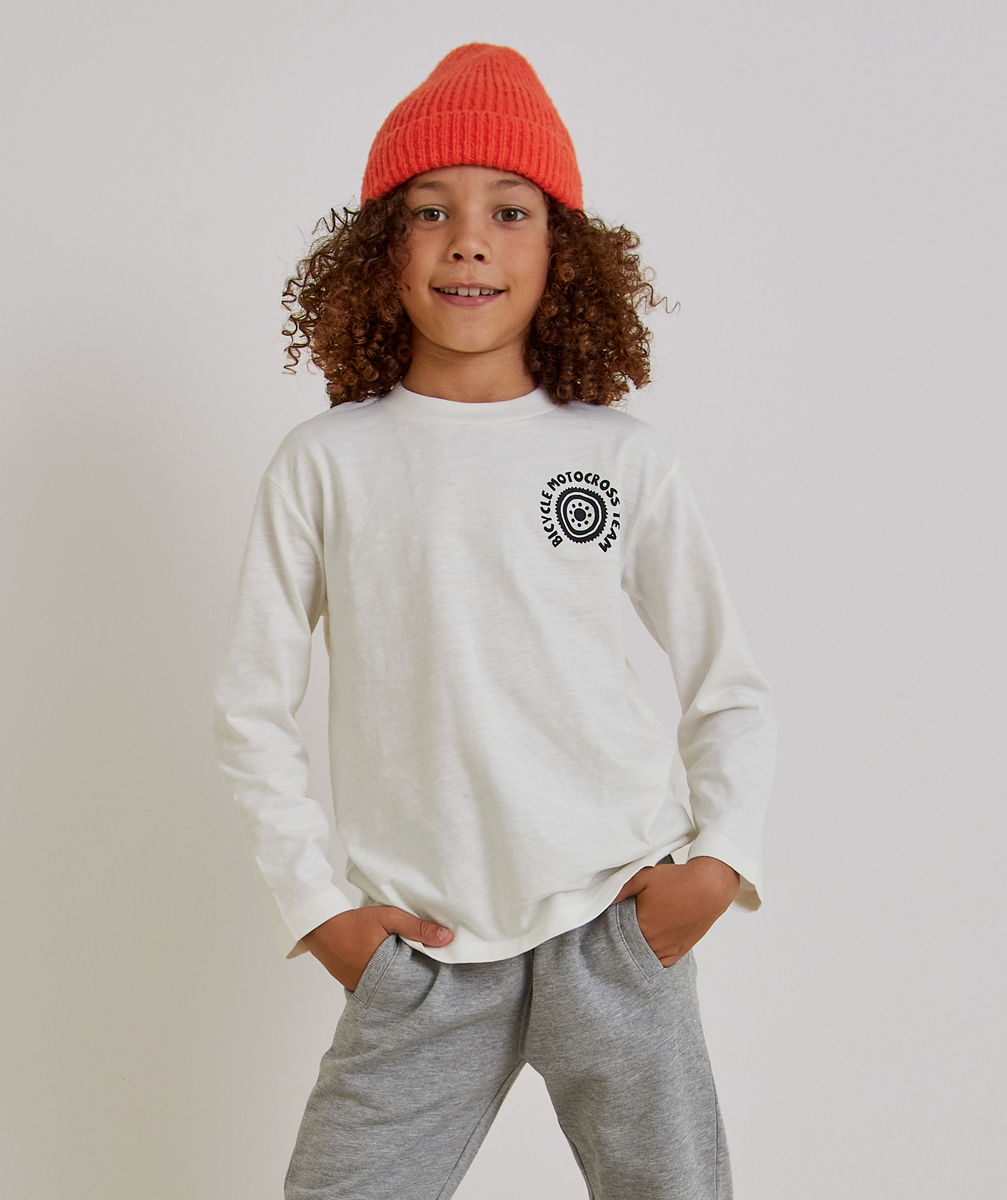 T-shirt manches longues garçon en coton biologique thème motocross - 14 A