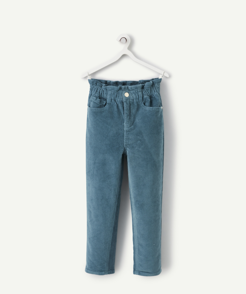 Pantalon velours côtelé fille en coton biologique bleu - 8 A