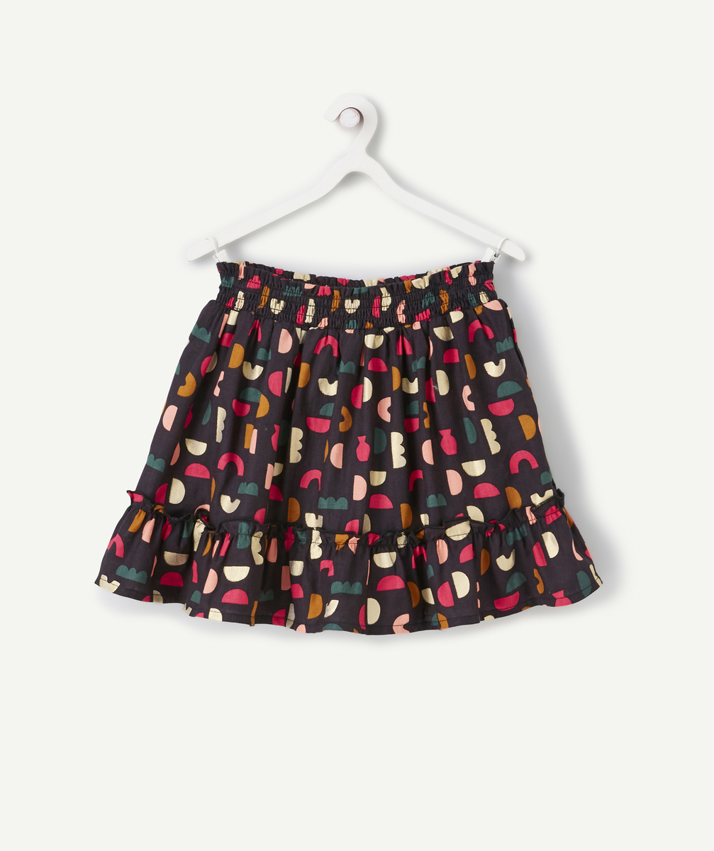 Jupe short à volants fille en coton et imprimé avec motifs colorés - 14 A