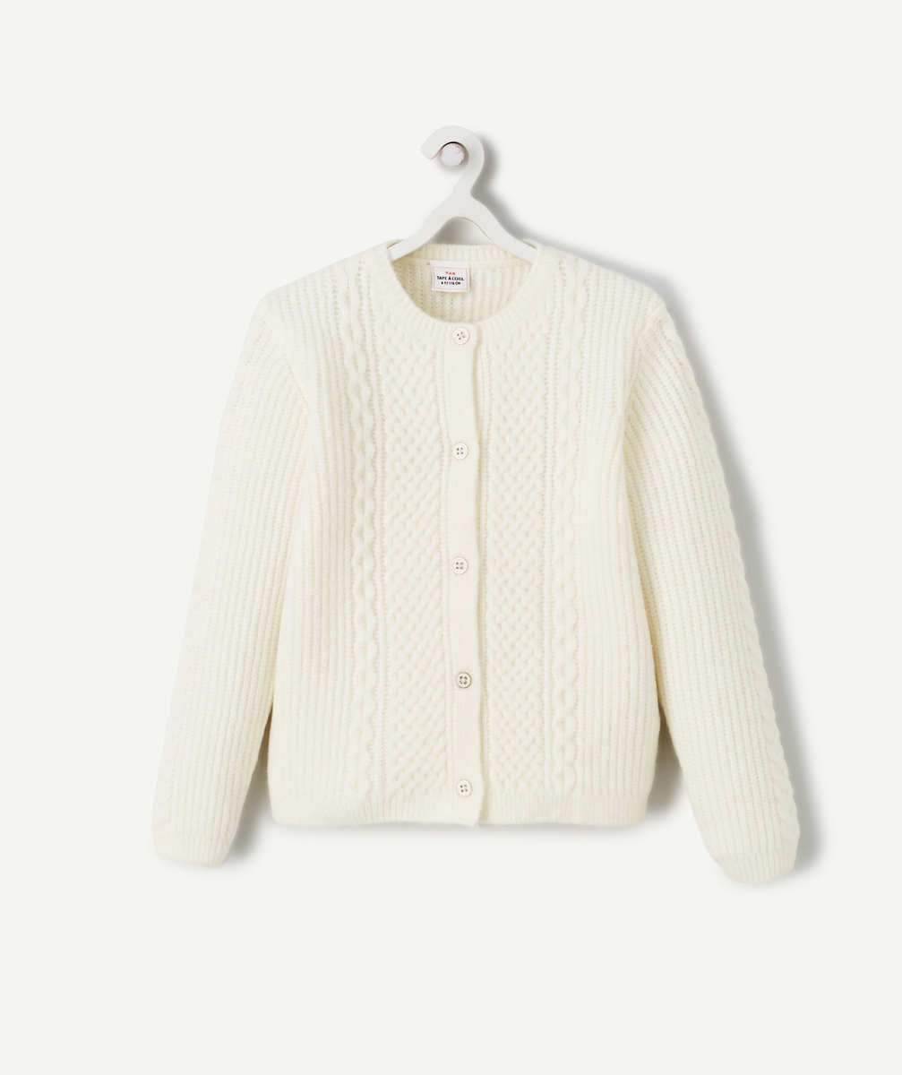 Cardigan fille tricot écru en fibres recyclées - 8 A