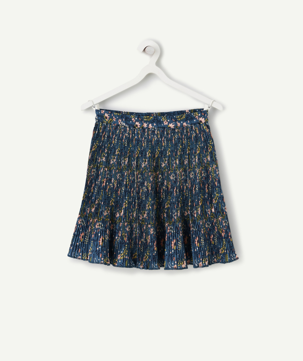 Jupe courte fille en fibres recyclées plissée et imprimée fleurie - 4 A