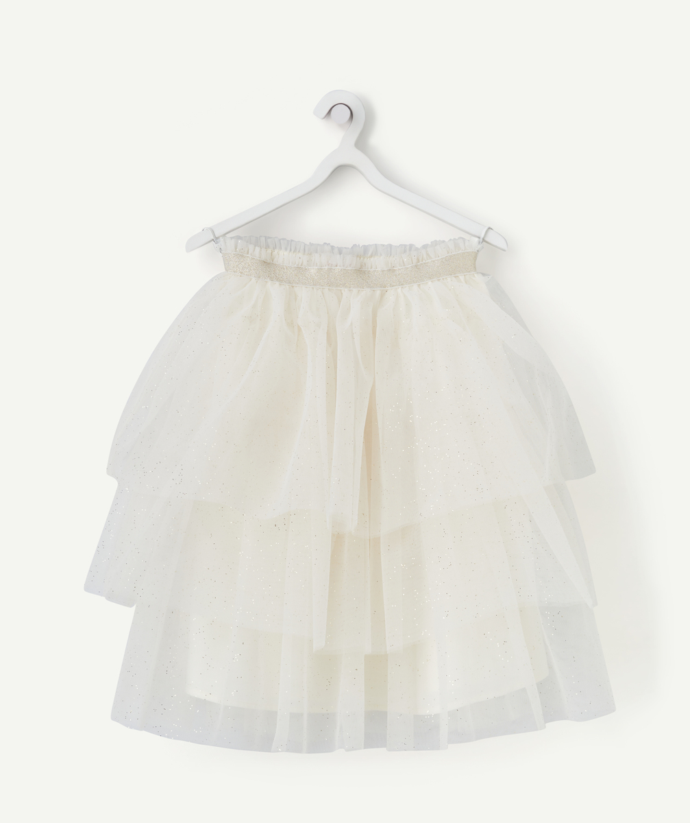 Jupe fille en tulle écru avec détails couleur dorée - 10 A