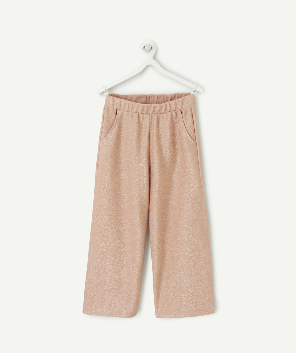 Pantalon large fille en maille pailleté rosé - 6 A