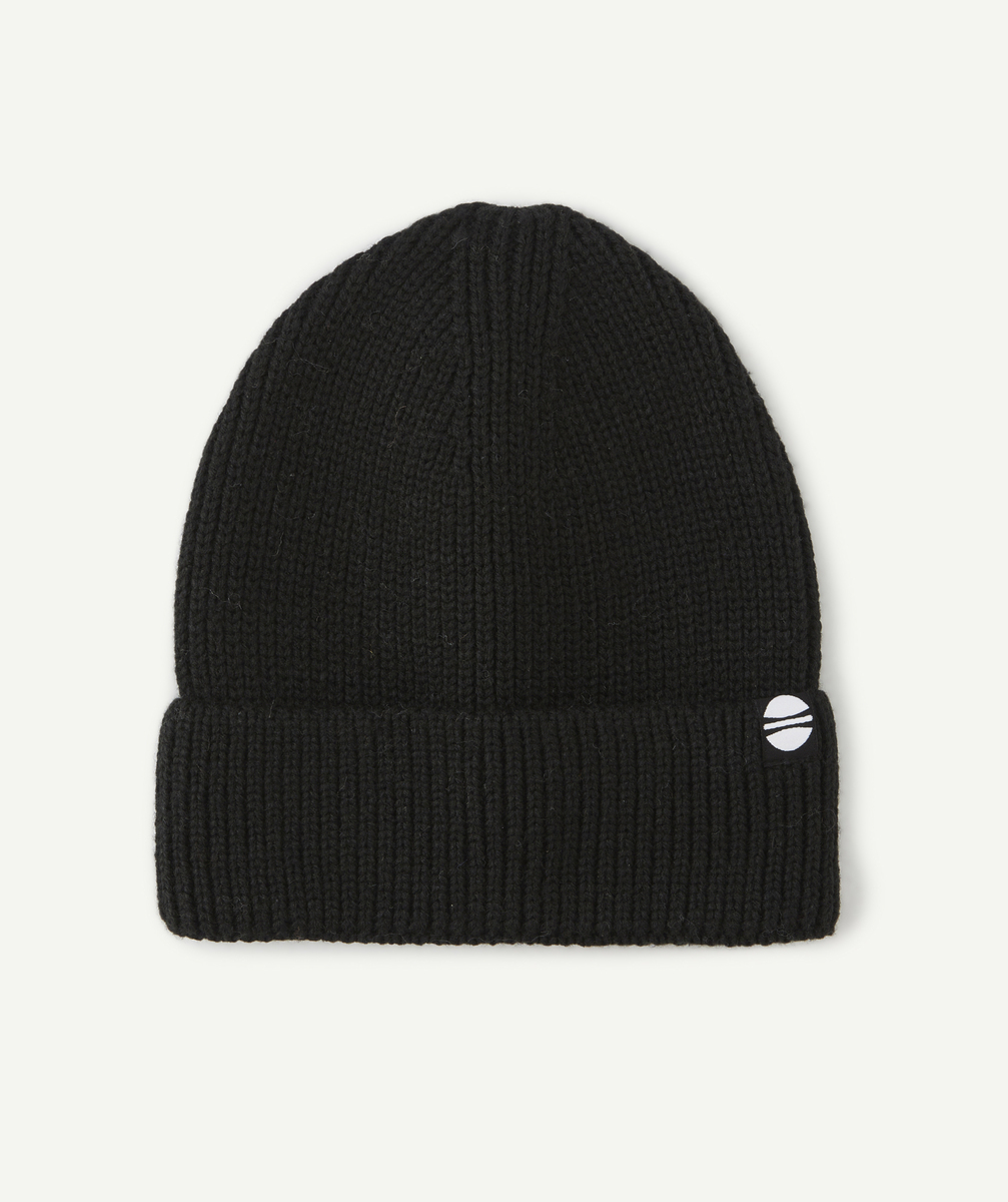Bonnet en tricot garçon en fibres recyclées noir - TU