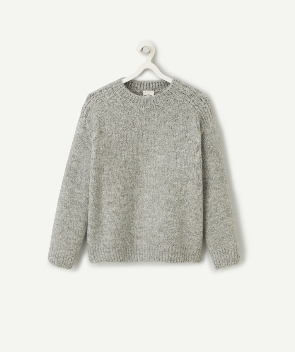Pull en tricot garçon gris chiné - 5 A