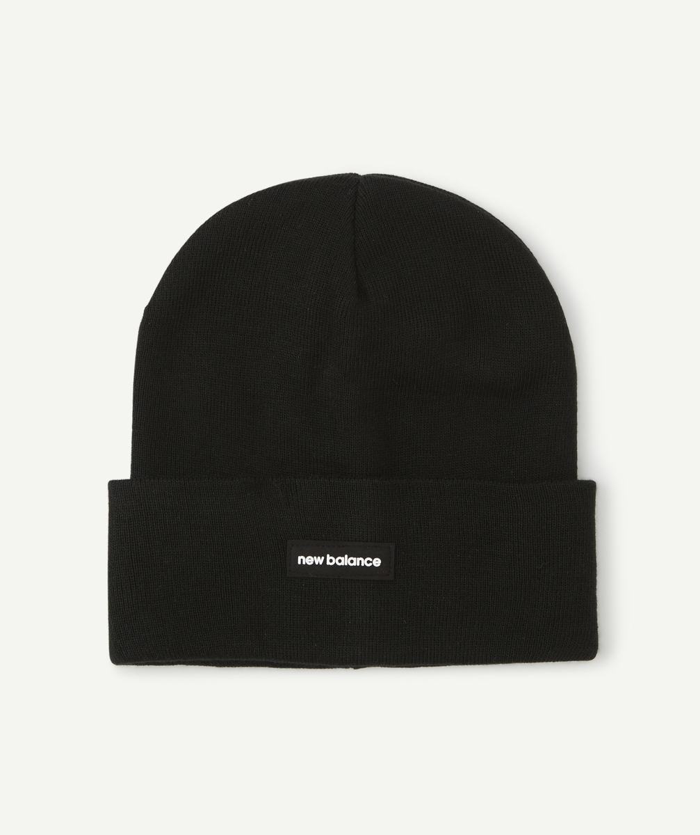 bonnet à revers noir en acrylique avec logo - tu