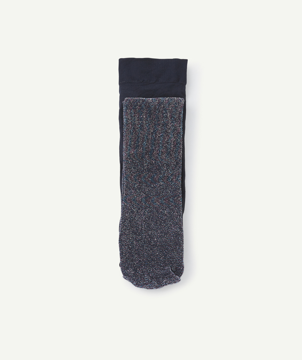 Paire de collants bleus avec détails pailletés bleu rose et argenté - 35-38