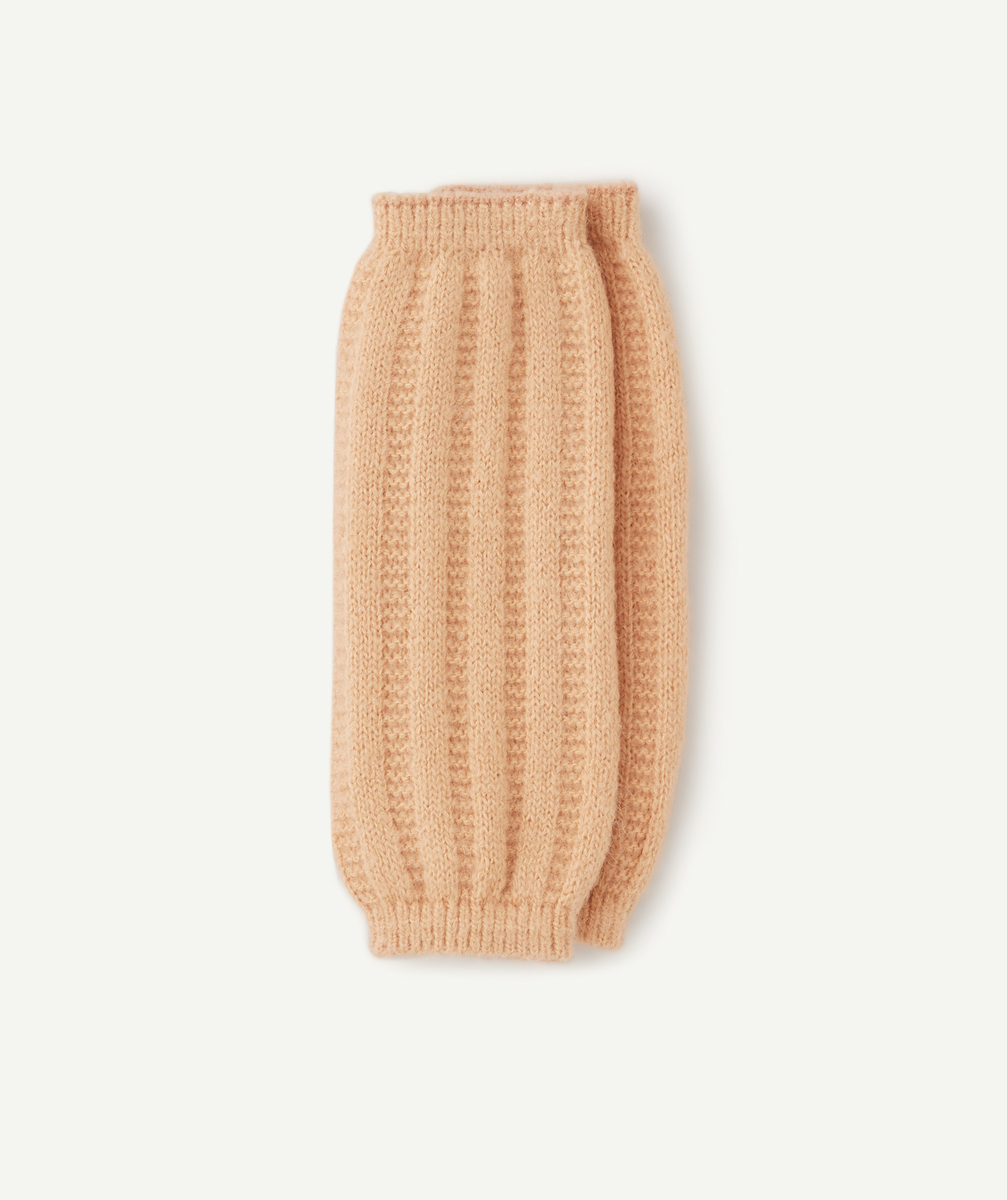 Guêtres en tricot fille rose orangé - 37-40